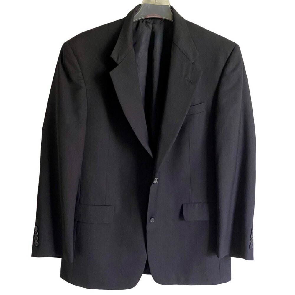 Hart Schaffner Marx Men's 2-Button Black Gray Wool Suit Jacket Blazer 40R